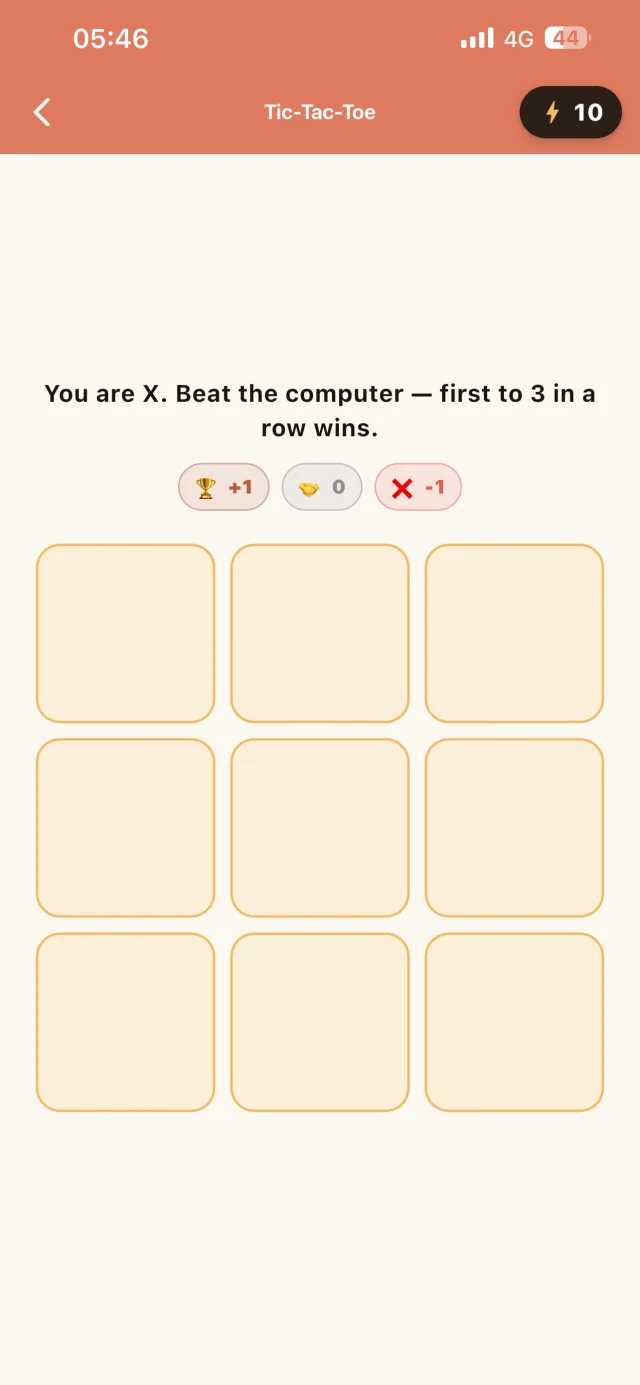 Tic-tac-toe mini-game against the computer