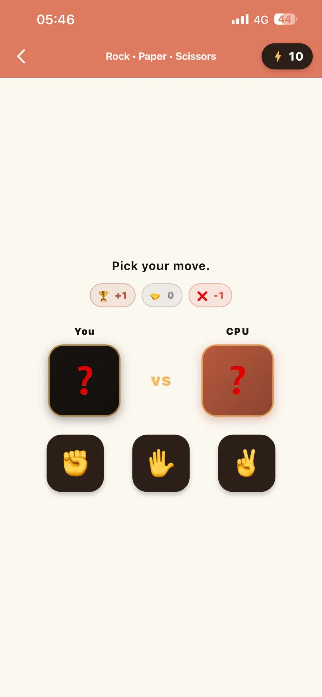 Rock-paper-scissors mini-game against the computer